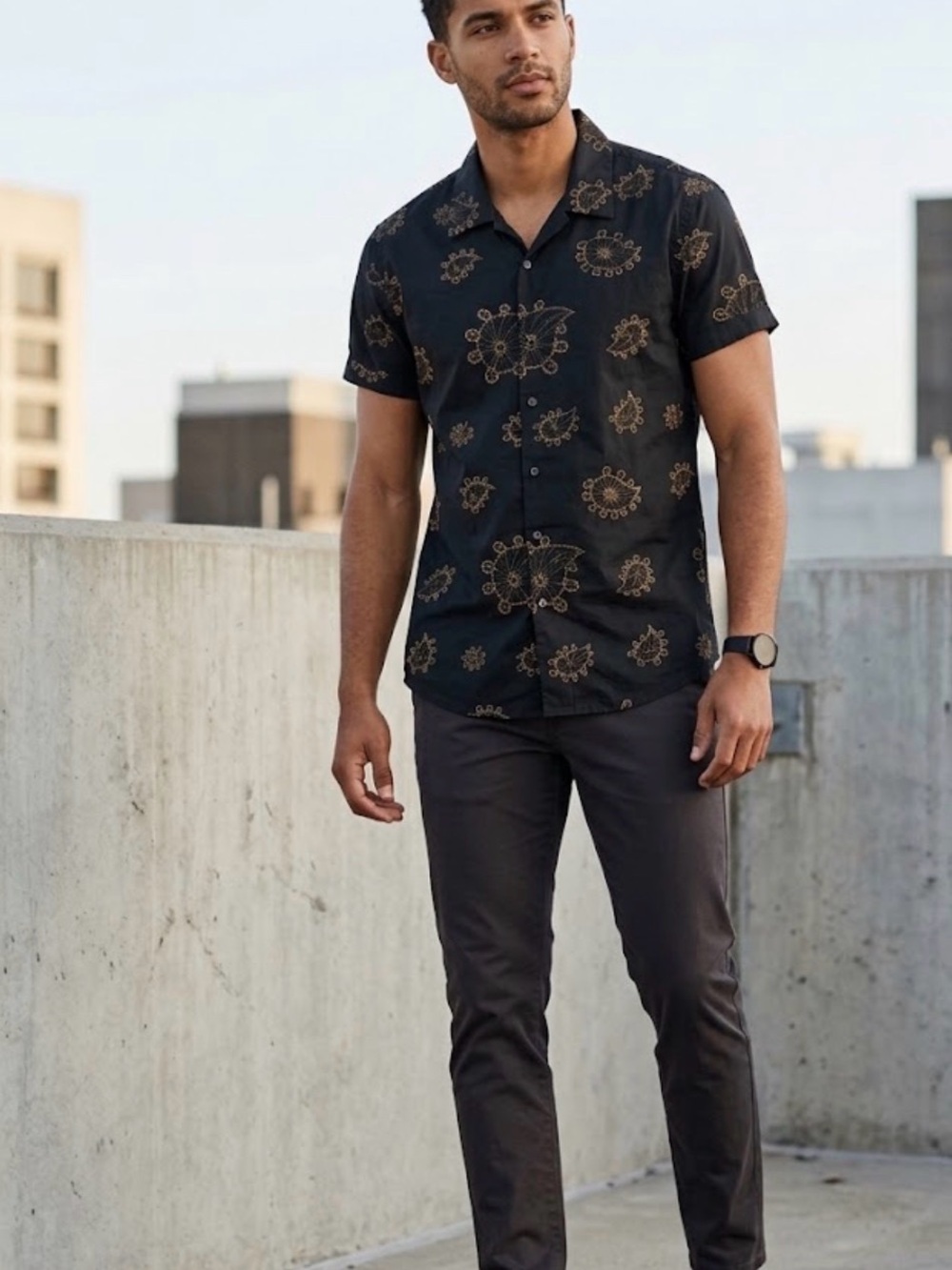Scotch & Soda Amsterdams Blauw Le Tigre Noir Black Paisley Shirt Size Large